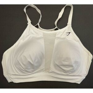 Gymshark White‎ Mesh Neckline Sports Bra High Support Size XXL